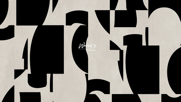 Abstract shapes in Black and white wallpaper in front of grey sofa best wallpaper quality and Middle East