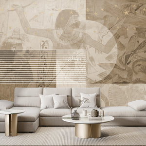 Egypt pharaonic wallpaper with Egyptian gold stars in front of white sofa best wallpaper quality in Egypt, Wallcoverings  