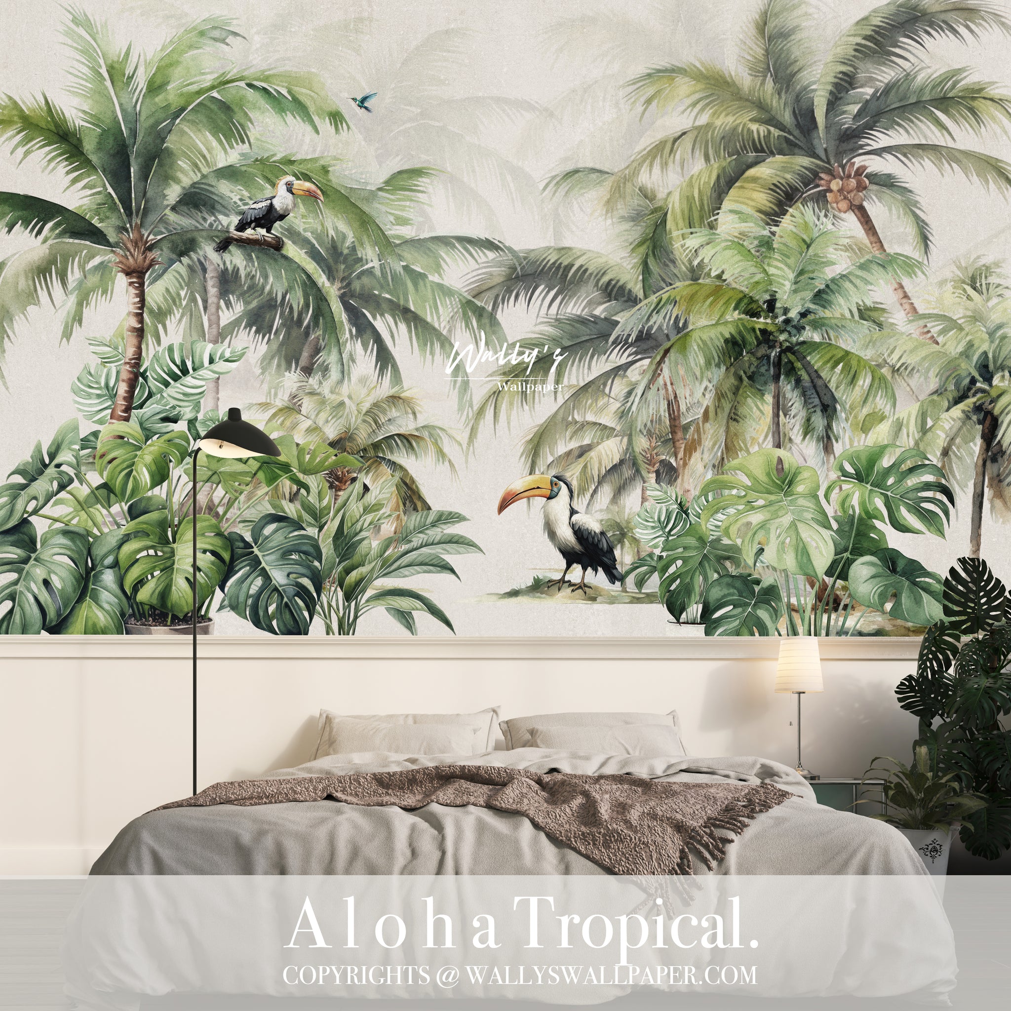 Tropical Garden wallpaper tropical tree and mascot bird best wallpaper in Egypt and Middle East , Modern wallpaper, tropical wallpaper, Custom wall covering,plam trees wallpaper, wallpaper best quality in Egypt  