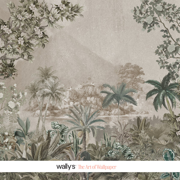 Close-up of Blush Botanica floral botanical wallpaper texture by Wally’s Wallpaper