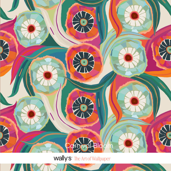 Carnival Bloom – Modern Abstract Floral Wallpaper
