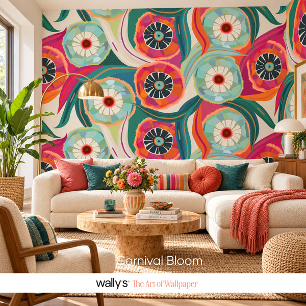 Carnival Bloom – Modern Abstract Floral Wallpaper