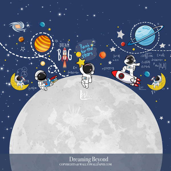 kids wallpaper Egypt, astronaut wallpaper, space wallpaper for children, nursery wall decor Egypt, Wally’s Wallpaper Middle East, educational kids wallpaper, boys room wallpaper, dreamy space design, wallpaper Egypt online