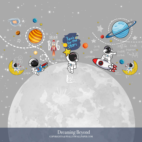kids wallpaper Egypt, astronaut wallpaper, space wallpaper for children, nursery wall decor Egypt, Wally’s Wallpaper Middle East, educational kids wallpaper, boys room wallpaper, dreamy space design, wallpaper Egypt online