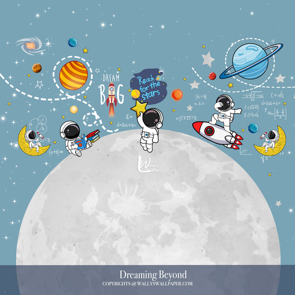 kids wallpaper Egypt, astronaut wallpaper, space wallpaper for children, nursery wall decor Egypt, Wally’s Wallpaper Middle East, educational kids wallpaper, boys room wallpaper, dreamy space design, wallpaper Egypt online