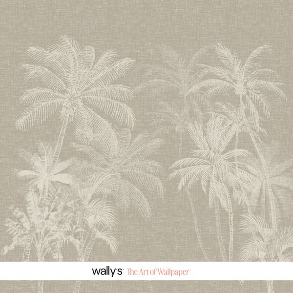 Neutral tropical wallpaper for boutique hotel and restaurant interiors