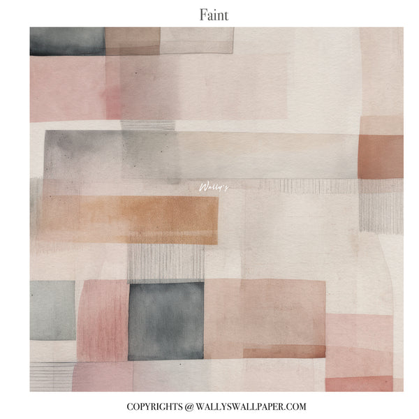 Pastel abstract wallpaper with overlapping soft geometric blocks in modern artistic interior