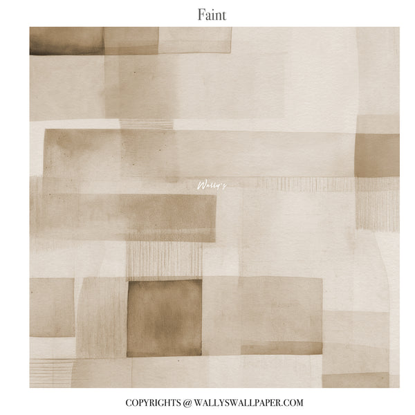 Beige neutral abstract wallpaper mural with layered rectangular shapes and soft brush finish