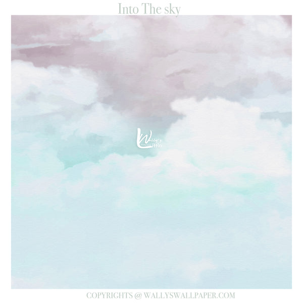 Gradient sky with clouds and 'Wally's Wallpaper' logo