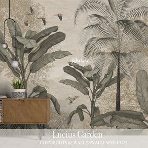 tropical trees and some birds on vintage background ,modern wallpaper, best quality in Egypt in Middle East 