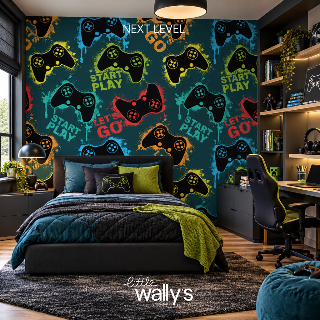 Next Level – Gaming Wallpaper for Kids & Teen Rooms – Wally's Wallpaper