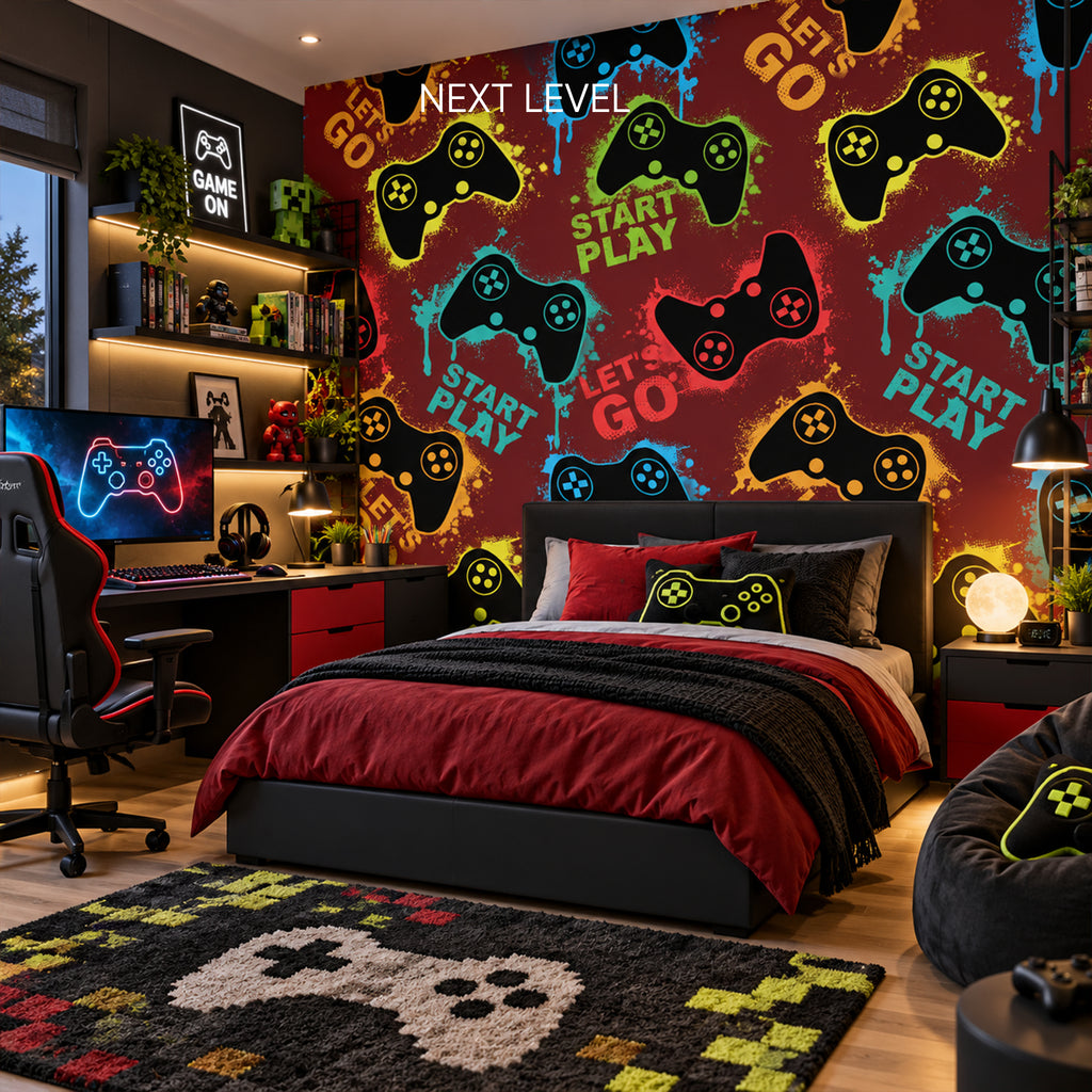 Next Level – Gaming Wallpaper for Kids & Teen Rooms – Wally's Wallpaper
