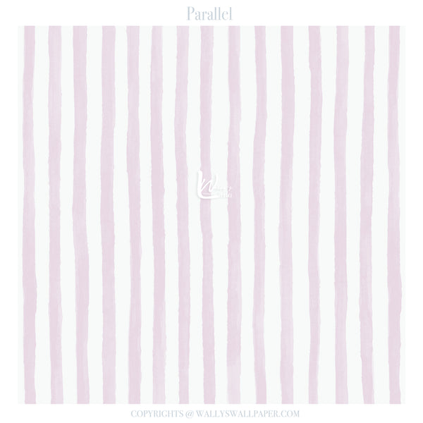 Wallpaper with parallel vertical stripes in light purple on a white background