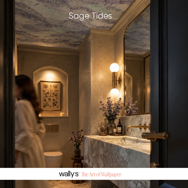 Close-up of Sage Tides texture highlighting fine dotted accents and layered mineral effect.