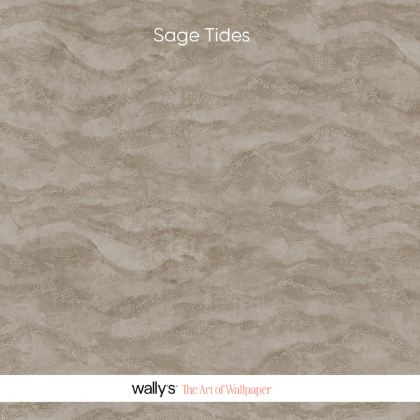 Sage Tides wallpaper sample showing color variation and subtle dotted accents.