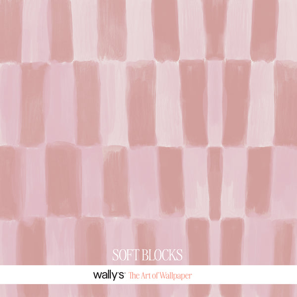 Soft Blocks Hot pink wallpaper detail with irregular painted blocks