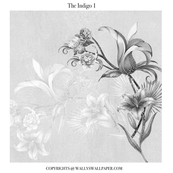 off white  floral wallpaper mural with soft gold botanical details for elegant interiors