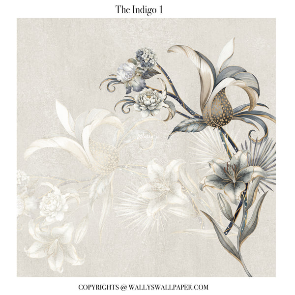 light floral wallpaper mural with soft gold botanical details for elegant interiors