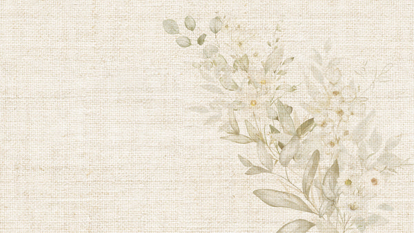 Wallpaper Design of some white flowers and green leaves in pastel colors with Linen texture in front of white sofa , best wallpaper quality in Egypt , wall mural in Middle East , Custom wallpaper in Saudia Arabia 